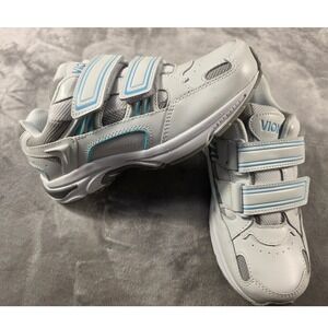 Vionic Tabi Walking Shoes Womens 5 Wide White Blue Orthotic Double Strap NEW